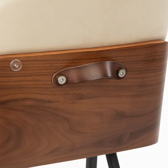 Полубарный стул Isla металлический черный каркас, сиденье ткань и дерево