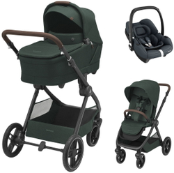 Коляска детская Maxi-Cosi Oxford Plus 3 в 1 с автокреслом CabrioFix Essential graphite 1978403110 Twillic Green/Зеленый