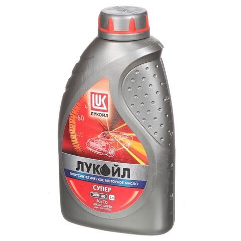 Масло моторное полусинтетич, 10W40, Лукойл, Супер, 1 л
