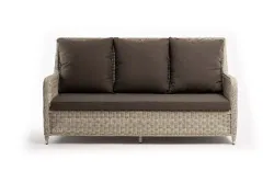 "Гляссе" диван трехместный из искусственного ротанга, цвет бежевый