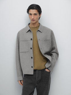 Massimo Dutti Тонкая кашемировая куртка с карманами, серый