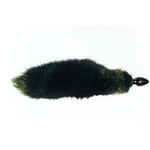 Чёрная малая анальная пробка с зеленым лисьим хвостом (Цвет: зеленый)