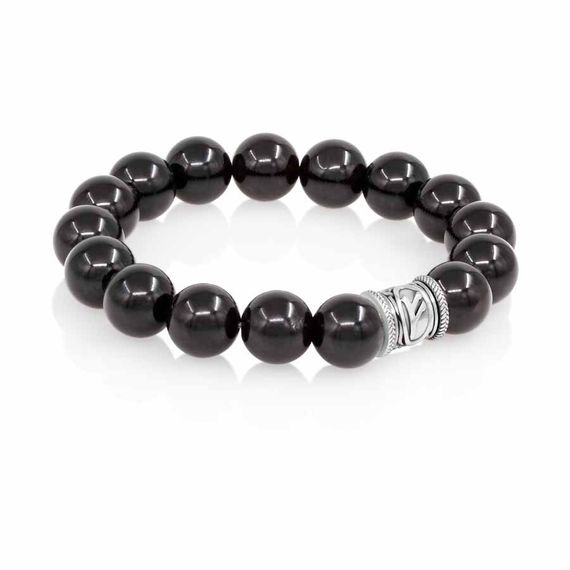 Браслет Денежный импульс из природного мориона с руной Феху из мельхиора, вид 1