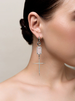 Серьги "Snake" с розовым кварцем Silver