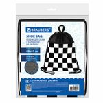 Мешок для обуви BRAUBERG БОЛЬШОЙ, с ручкой, карман на молнии, сетка, 49х41 см, "Black and white", 273452