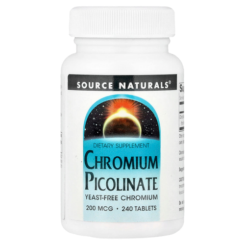 Source Naturals, пиколинат хрома, 200 мкг, 240 таблеток