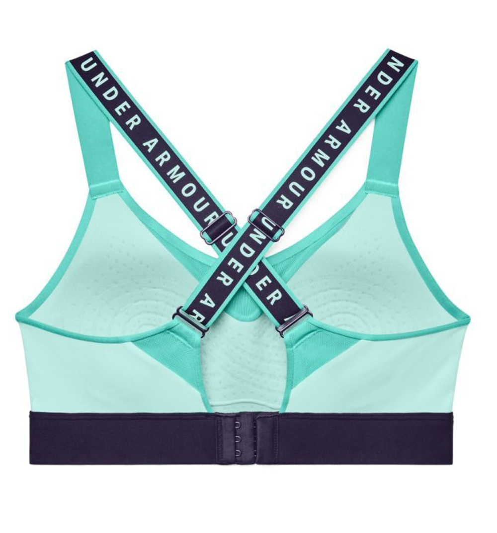 Теннисный бюстгальтер Under Armour Women's Infinity High Blocked Sports Bra - sea mist/purple switch