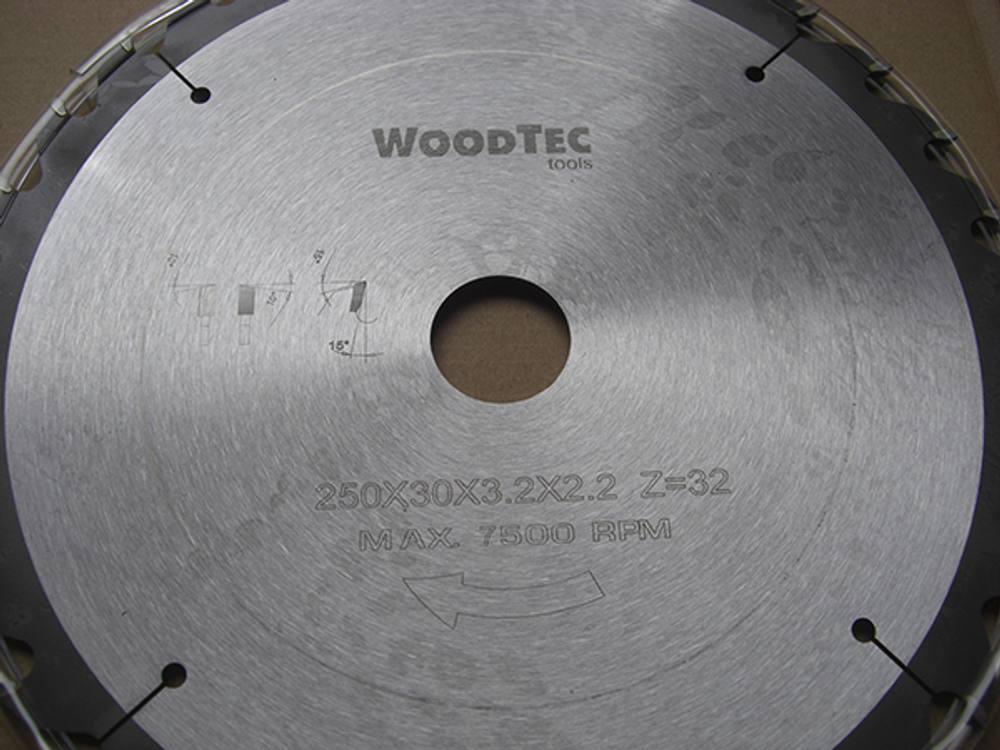 Пила дисковая Ø250 х 30 х 3,2/2,2 Z32 WZ WoodTec