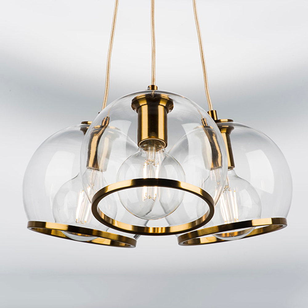 729031 Люстра SFERICO 3х40W E27 ЛАТУНЬ/ПРОЗРАЧНЫЙ