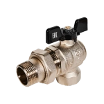 Кран шаровой полнопроходной угловой STOUT - 1" (ВР/НР-американка PN40, Tmax 150°C, ручка-бабочка)