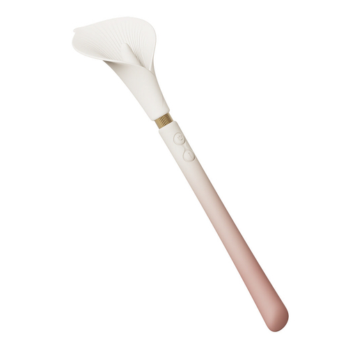 Двусторонний бежево-розовый вибромассажёр 24см для стимуляции клитора и G-зоны Zalo Calla Dual-Head Vibrating Stimulator Blossom Pink