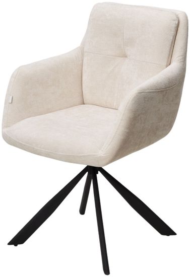 Стул ФЕДЕРИКО ДАНС 180 град. поворотный, NORDIC 11 Молочный / Черный каркас