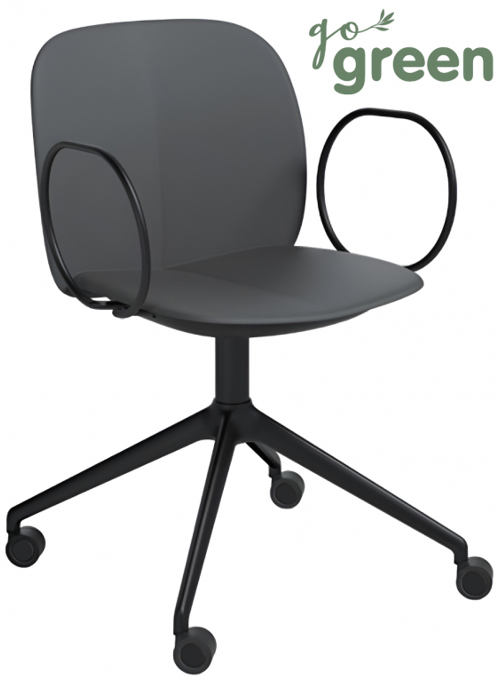 Кресло офисное пластиковое Scab Design Mentha Go Green, черный, антрацит