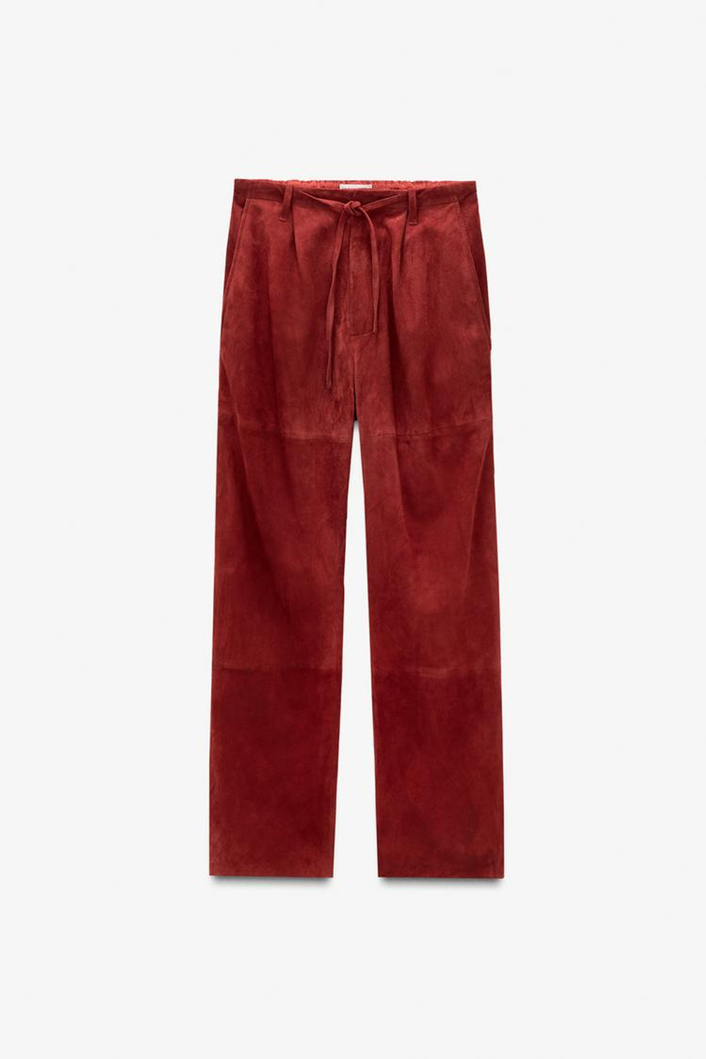 ZARA БРЮКИ ИЗ ЗАМШИ - LIMITED EDITION, БУРГУНДИ