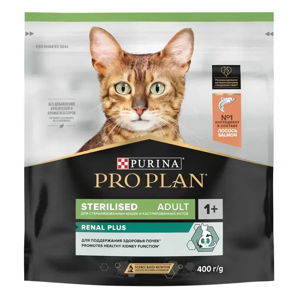 Корм сухой Лосось, 400г для стерилизованных кошек Pro Plan RENAL PLUS