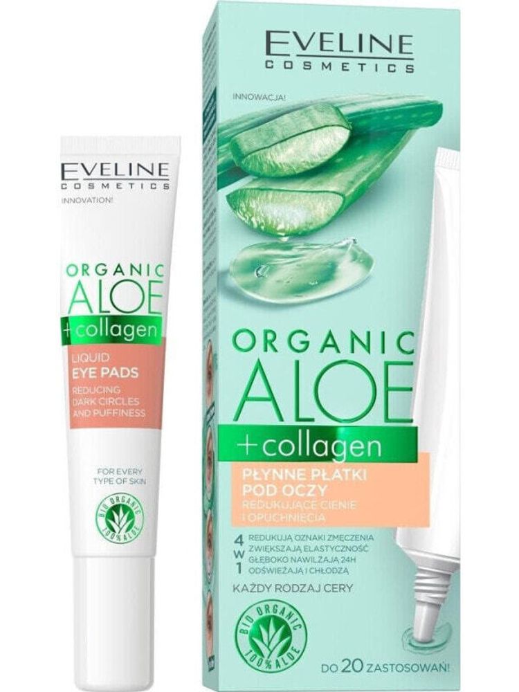 Маски Eveline EVELINE_Organic Aloe+Collagen płynne płatki pod oczy 20ml