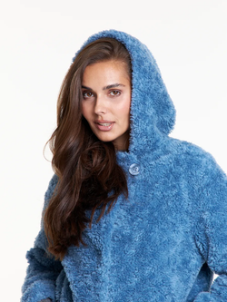 Шуба из овечьей шерсти, голубая, SilverFox