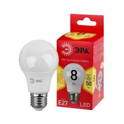 Лампа светодиодная ЭРА RED LINE LED A55-8W-827-E27 R 8Вт груша теплый белый свет Е27 | Лампы cветодиодные Груша (A)