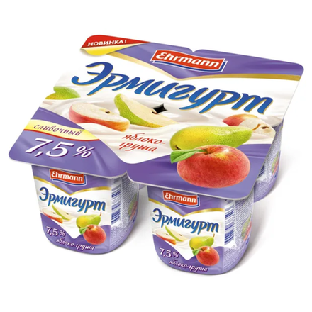 Йогурт Эрмигурт Яблоко-Груша 7,5% 115 гр