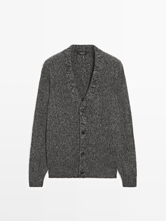 Massimo Dutti Вязаный кардиган из смесовой шерсти, серый