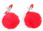 Зажимы для сосков с красным пушком (Цвет: красный)