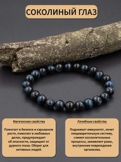 Фото браслет на руку из соколиного глаза, с описанием.