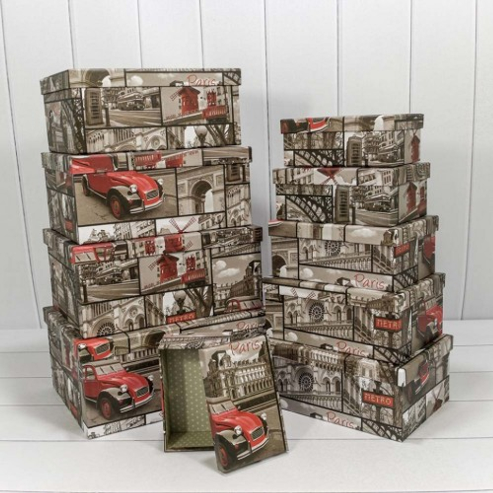 Коробка 34х26х15.3 см Набор 10 шт "Европа" (Серый)