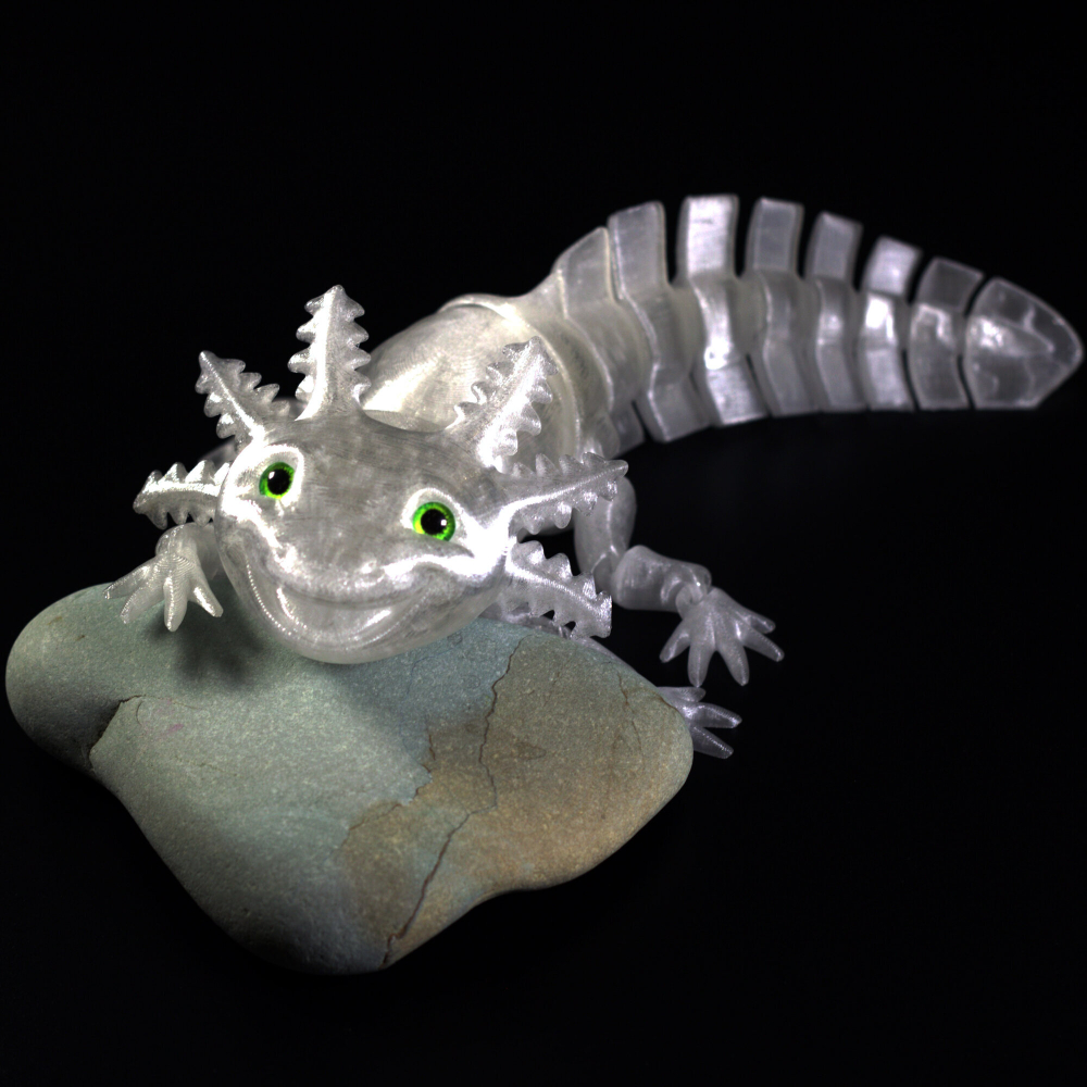 Улыбающийся Аксолотль, гибкая шарнирная игрушка-антистресс 25 см, белый