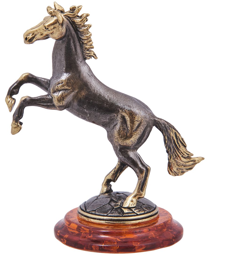 Народные промыслы AM-4232 Фигурка «Лошадь Спирит» бол. (латунь, янтарь)