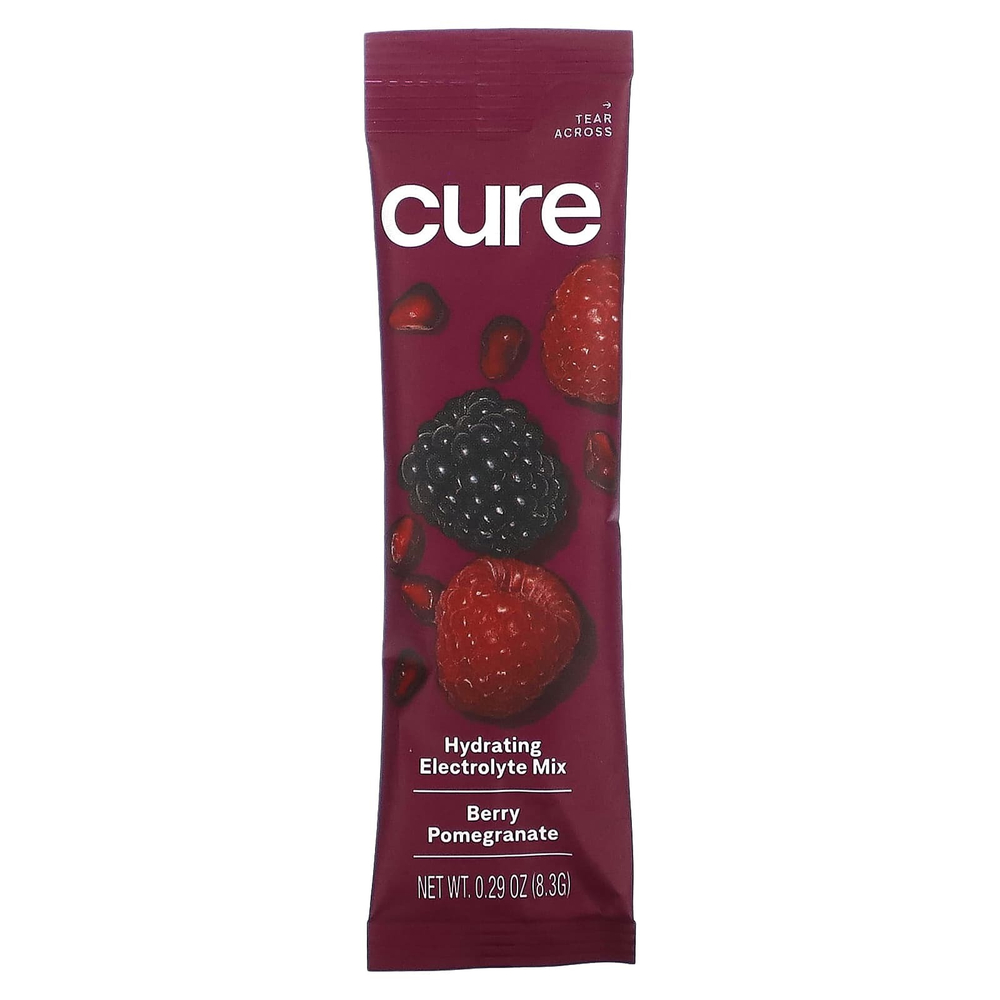 Cure Hydration, увлажняющая смесь электролитов, со вкусом ягод и граната, 14 пакетиков по 8,3 г (0,29 унции) каждый