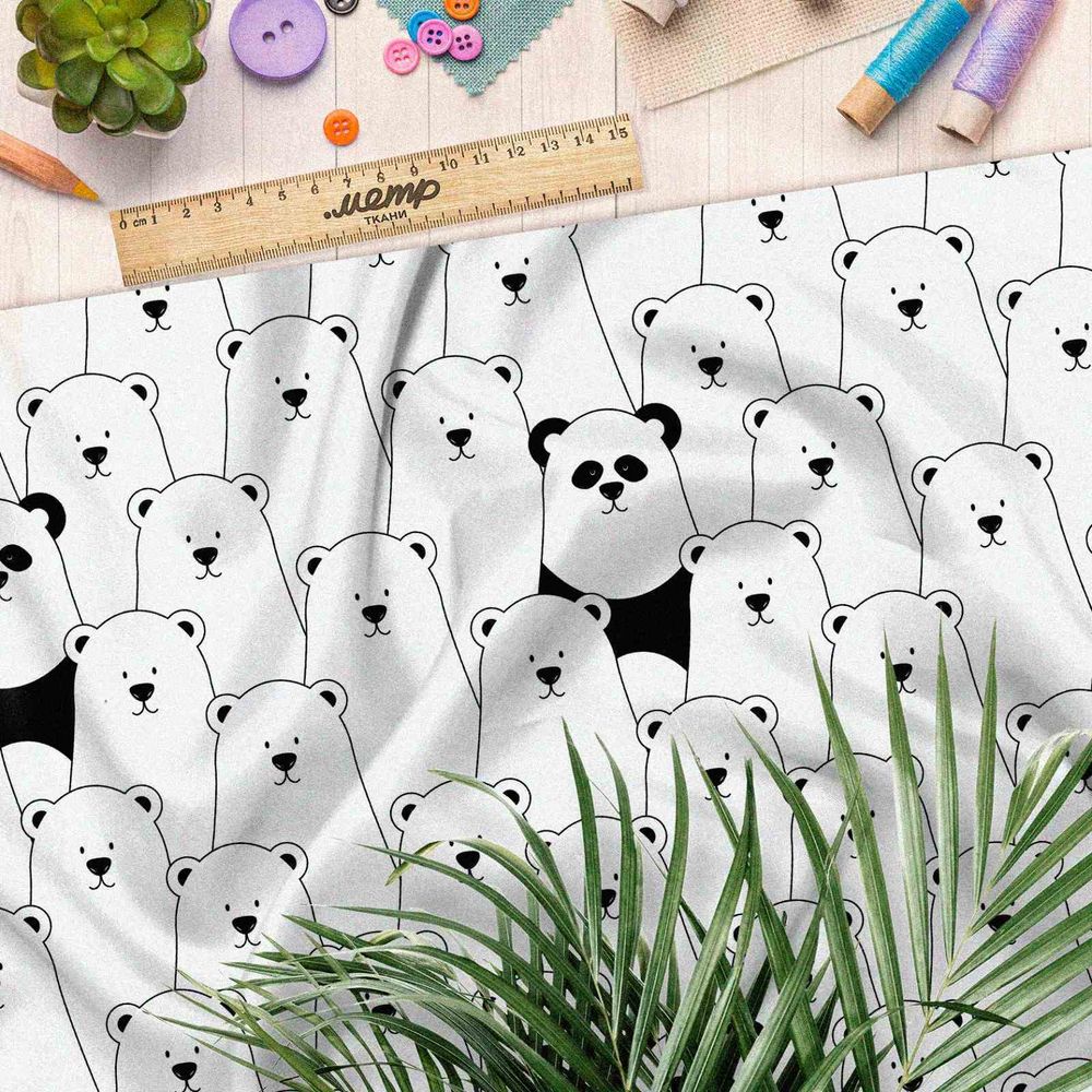 Ткань габардин толпа белых медведей