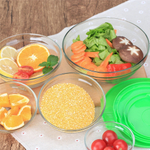 Набор стеклянных салатников 5 предметов с пластиковыми крышками, красный