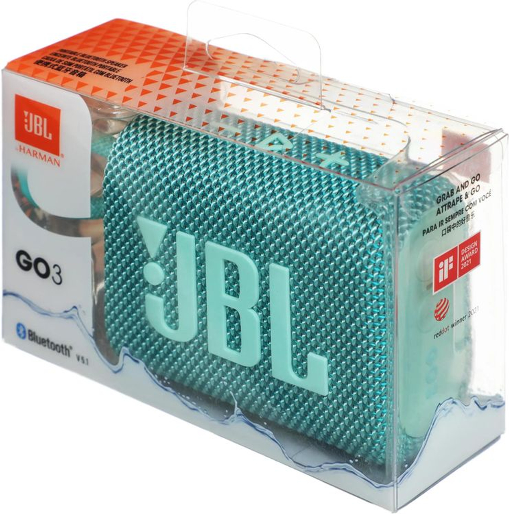 Колонка портативная JBL GO 3, 4.2Вт, бирюзовый [jblgo3teal]