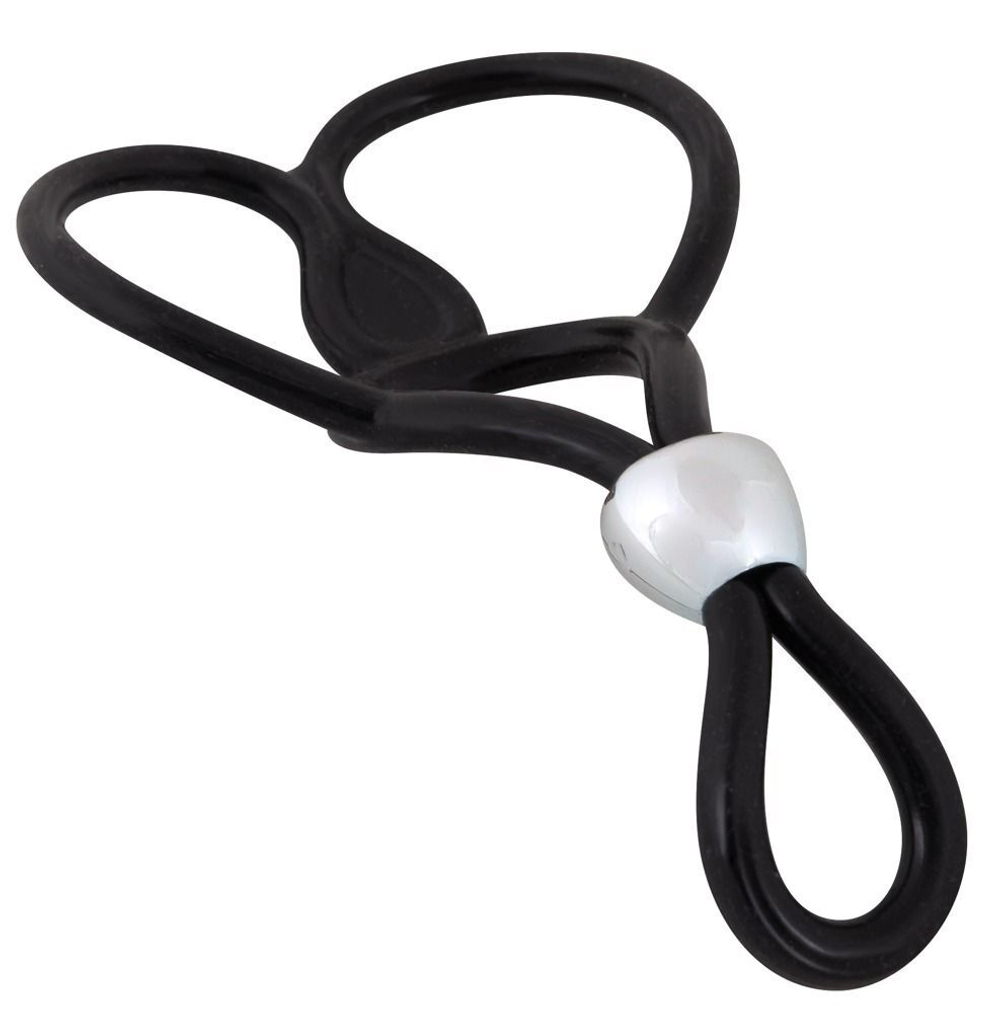 Лассо с подхватом мошонки Triple Ball-und Cockring (Цвет: черный)