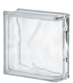 купить Купить Торцевой стеклоблок бесцветный волна Vitrablok  19x19x8