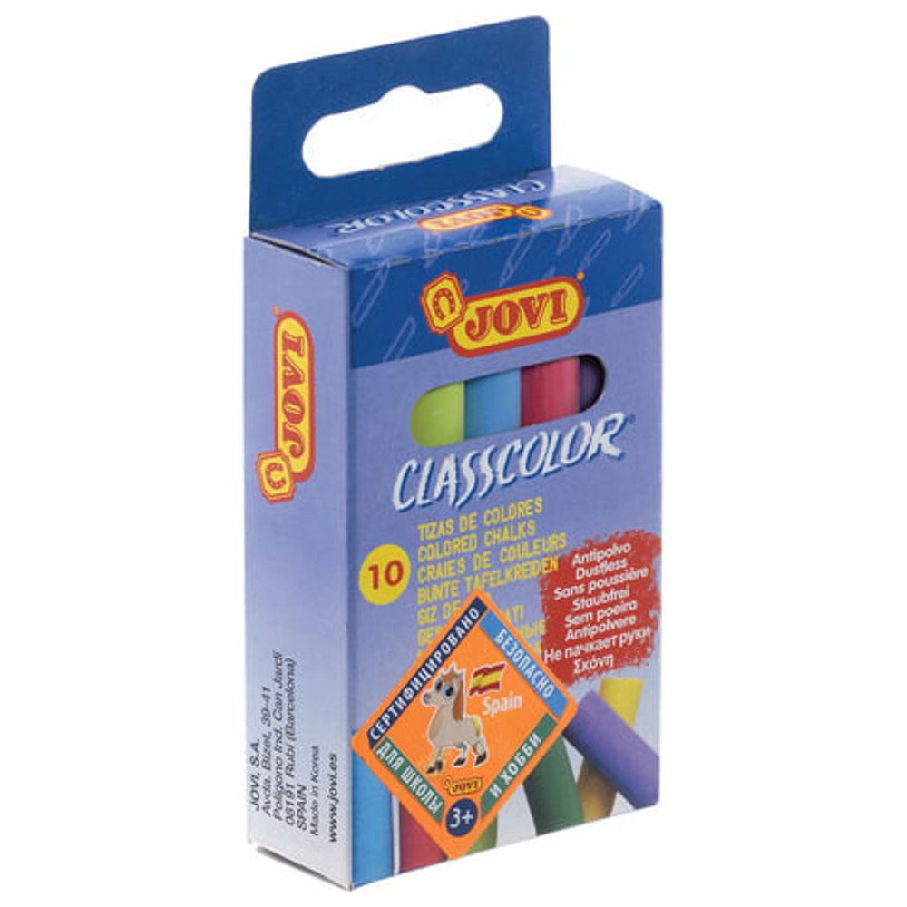Мел цветной JOVI (Испания), набор 10 шт., круглый, картонная упаковка с европодвесом, 1020