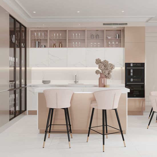 Барный стул Marlon розовый велюр