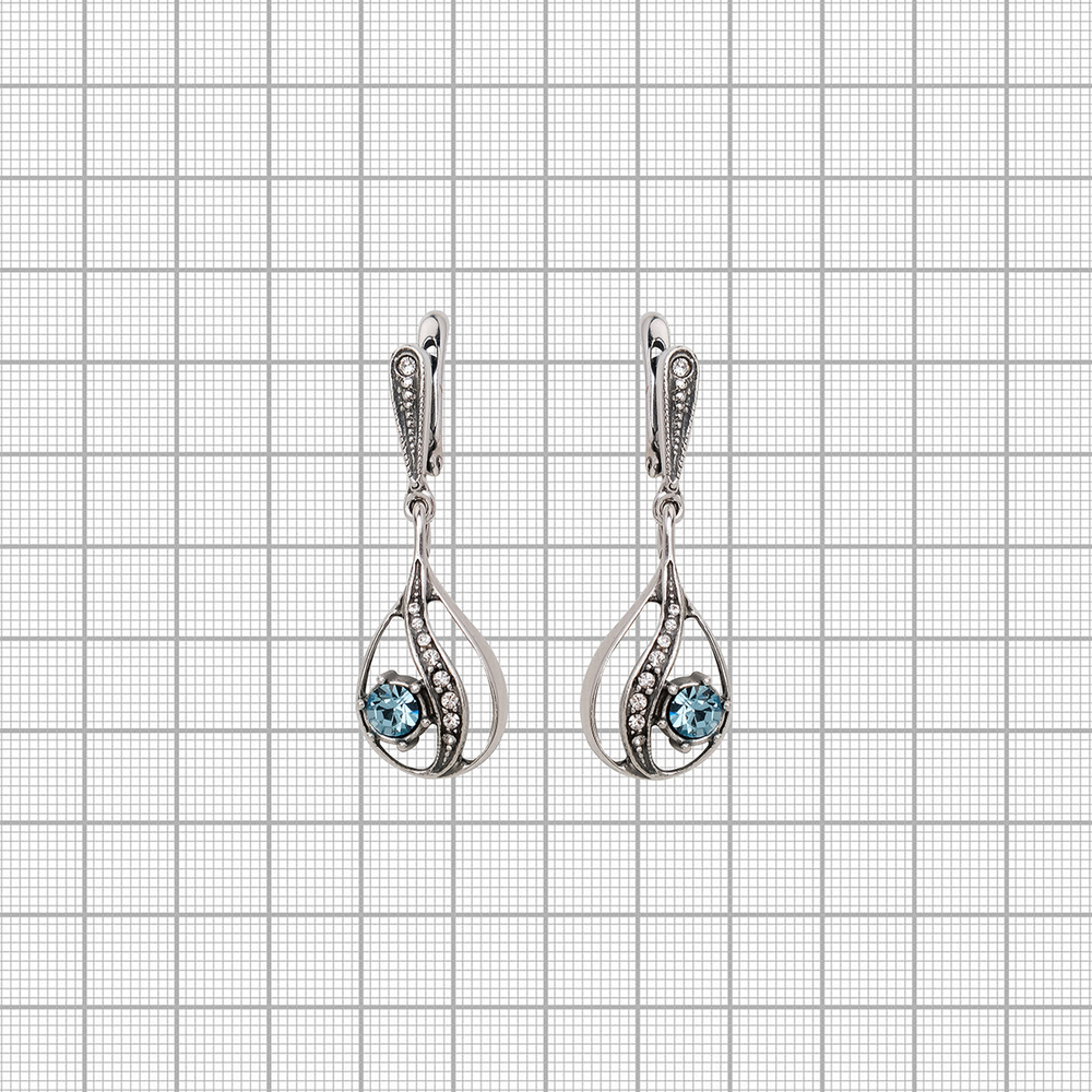 "Торфи" серьги в серебряном покрытии из коллекции "Изумрудные мечты" от Jenavi  с английским замком