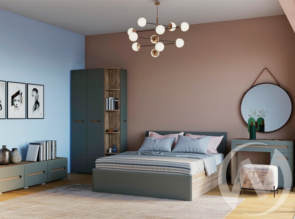 Кровать КР-11 МС Наоми (дуб каньон/графит)