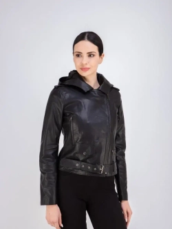 Куртка женская из натуральной кожи с капюшоном Турция