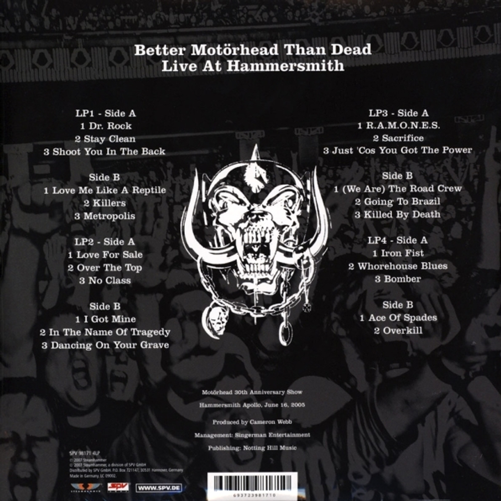 Motorhead / Better Motorhead Than Dead - Live At Hammersmith (4LP)