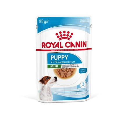 Royal Canin Mini Puppy Корм консервированный для щенков мелких пород в возрасте до 10 месяцев, кусочки в соусе - 85 гр