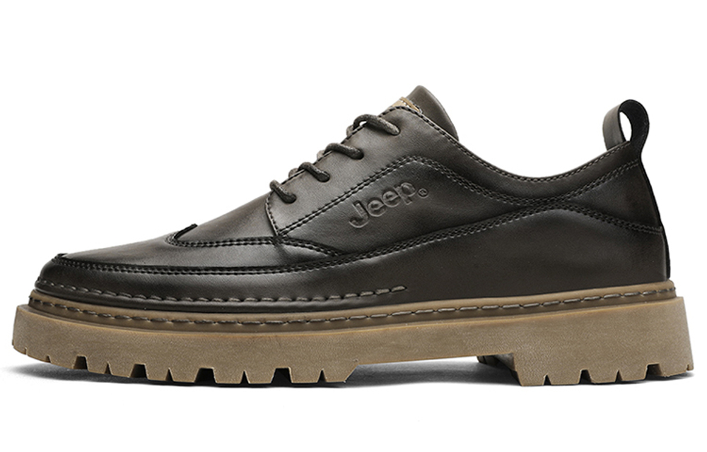 Jeep Casual Leather Shoes Men"s Low top Khaki