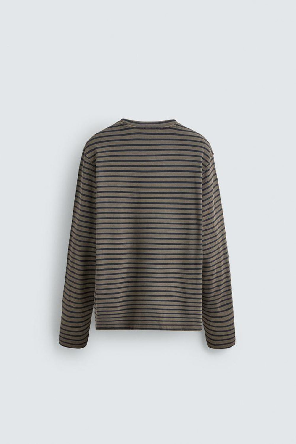 ZARA ФУТБОЛКА В ПОЛОСКУ С ЭФФЕКТОМ ПОТЕРТОСТИ, ЗЕЛЕНОВАТО-СИНИЙ