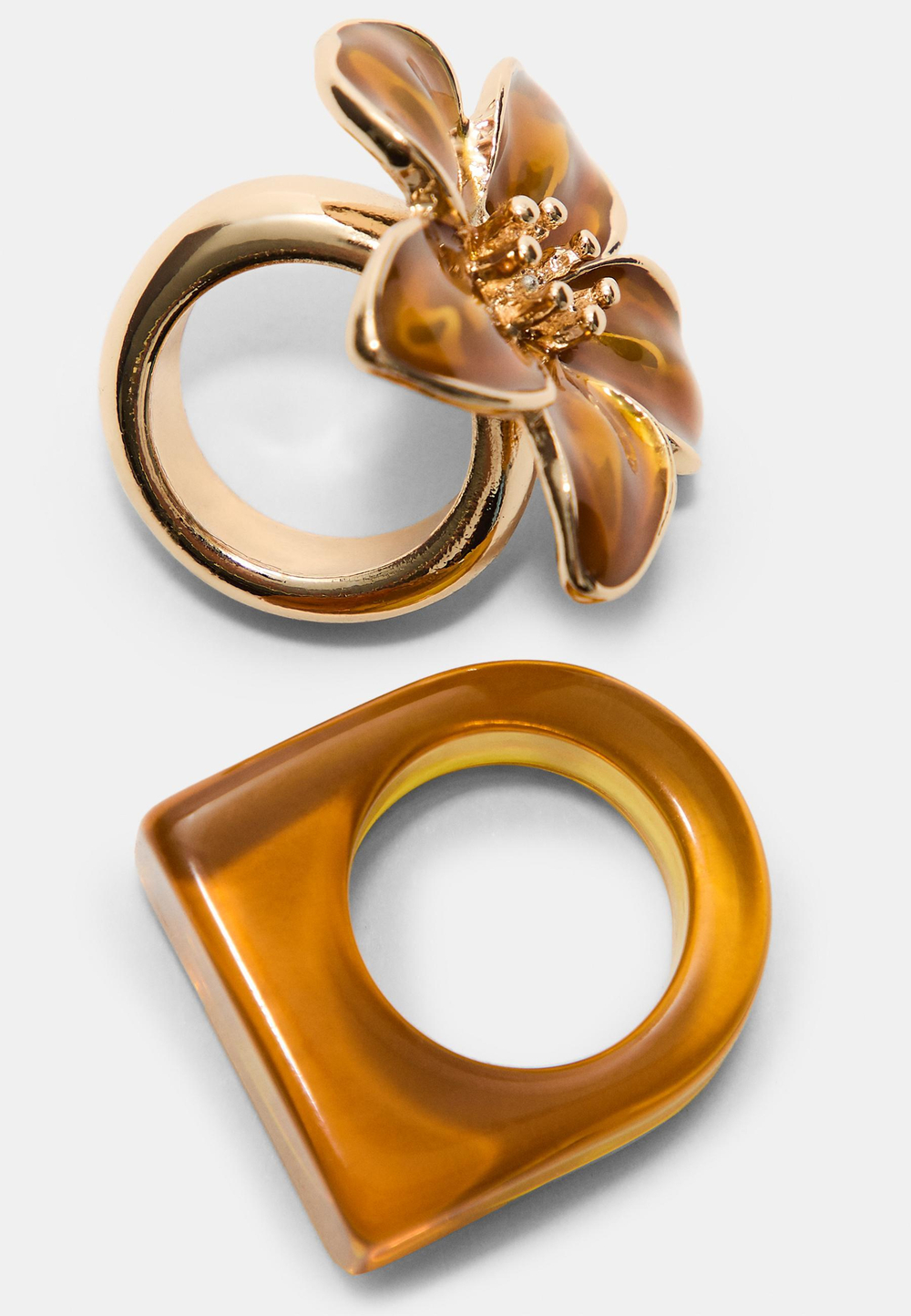 STRADIVARIUS Набор из 2 контрастных колец, горчичный