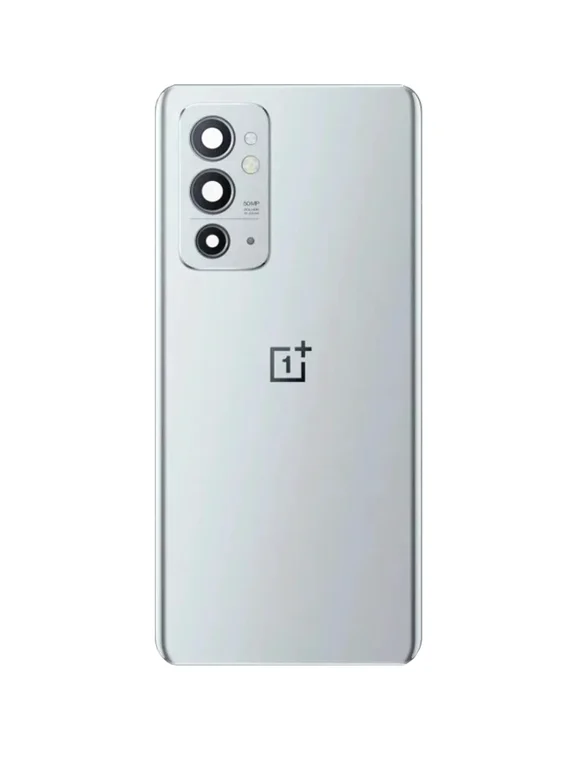 Задняя крышка для OnePlus 9RT серебристая (Hacker Silver) со стеклом камеры