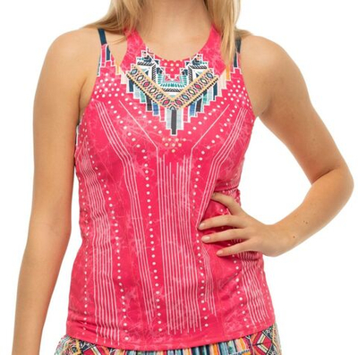 Женский топ теннисный Lucky in Love Pretty in Ink Bralette Tank - shocking pink