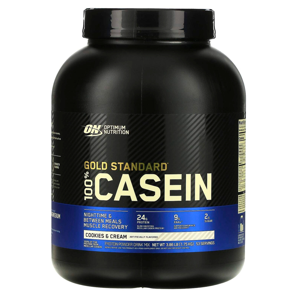 Optimum Nutrition, Gold Standard®, 100% казеин, печенье и сливки, 1,75 кг (3,86 фунта)
