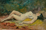 Эмиль Ба. Лежащая обнаженная (Reclining nude). 40 х 60. Холст, масло. Частное собрание.