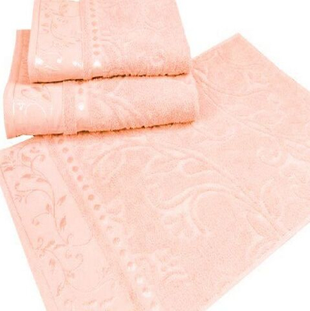 Набор из 3-х махровых полотенец "П37. Жаккард персик" в упаковке, 100% хлопок, Россия.